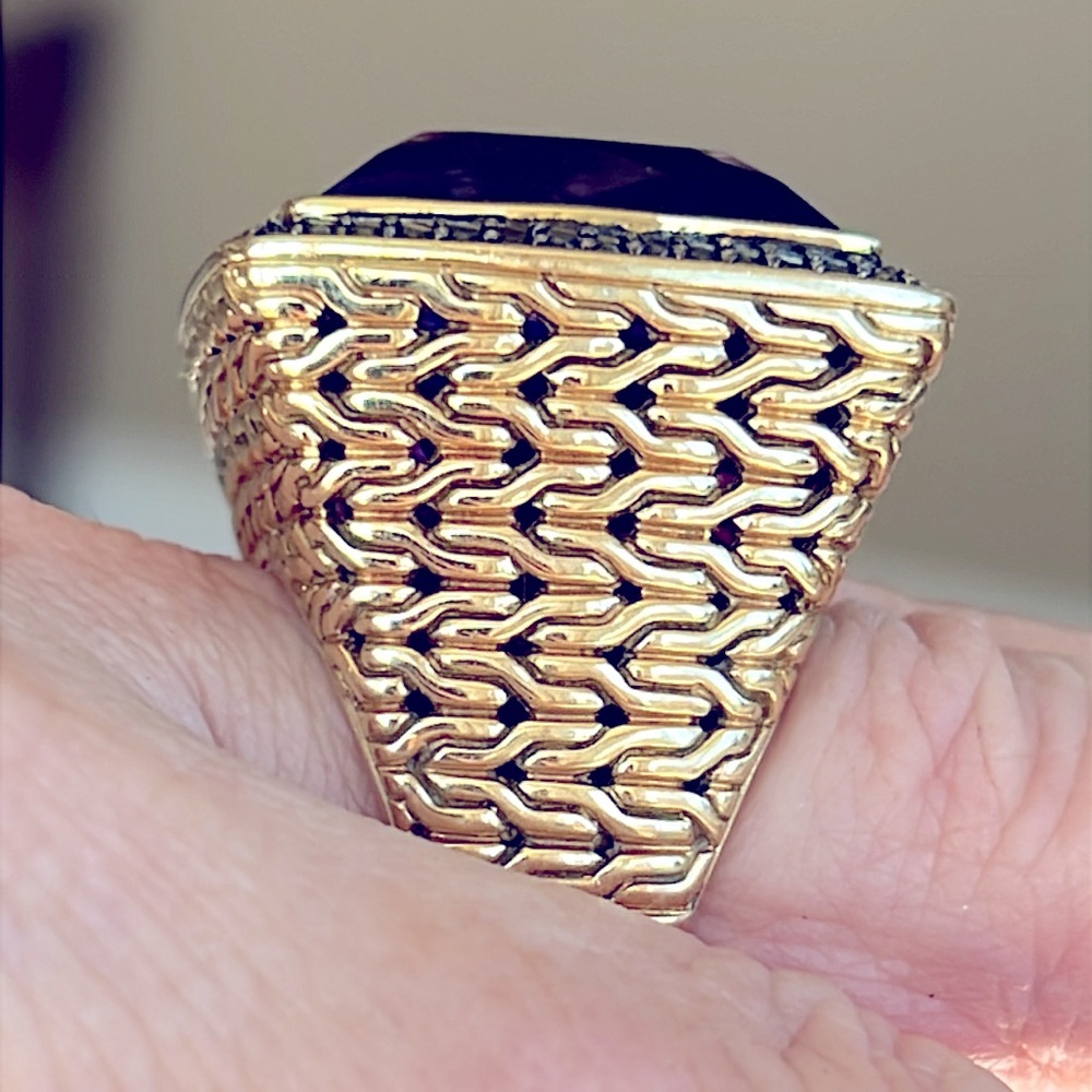 John Hardy 18 karat gold, amethyst and Diamond Ring - Picture 14 of 14